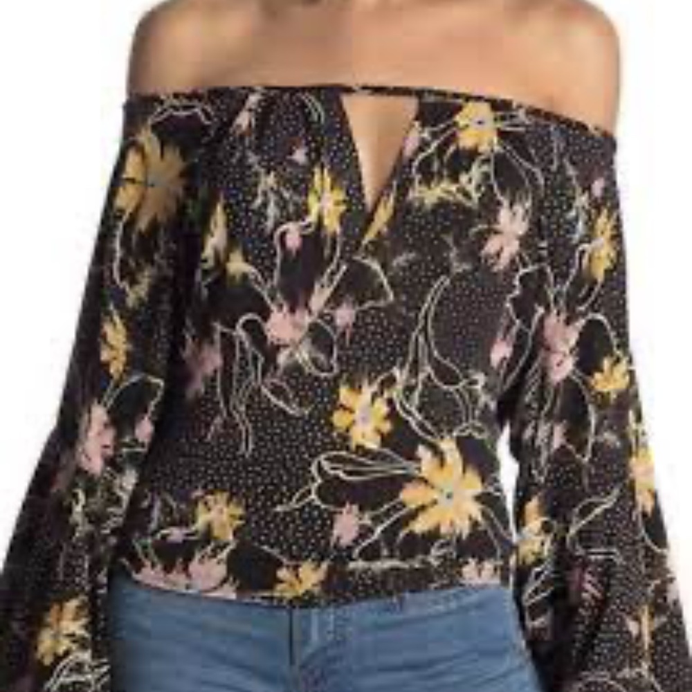 Free People Off the Shoulder Floral Top Medium T58
